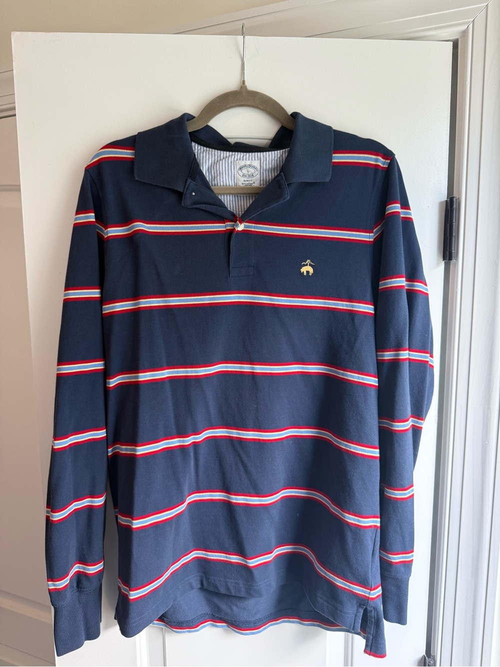 Brooks Brothers Striped Navy Long-Sleeve Rugby Polo Shirt